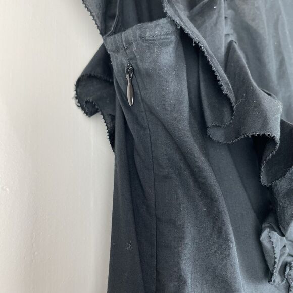 J. Crew Ruffle Sleeve Voile Dress Women's S Black 100% Cotton V-Neck A-Line - Picture 2 of 16